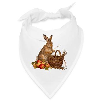 Hase flechtet einen Erntekorb - Bandana - Weiß - Vorne