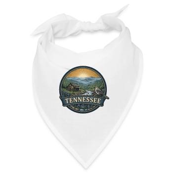 Tennessee Smoky Mountains Retro-Reiseabzeichen - Bandana - Weiß - Vorne