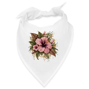 Hibiskus Leopard Gold Komposition - Bandana - Weiß - Vorne