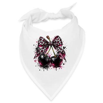 Kirschen mit Leopardenmuster - Bandana - Weiß - Vorne