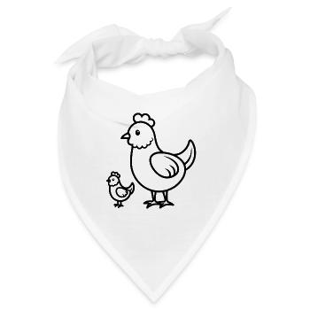 Henne und Küken - Bandana - Weiß - Vorne