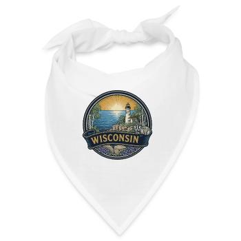 Wisconsin Door County Leuchtturm-Reisegeschenk - Bandana - Weiß - Vorne