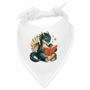 Book Dragon – Fantasy und Lesen - Bandana - Weiß - Vorne