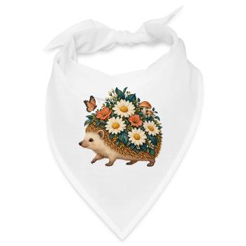 Blühender Igel zwischen Blumen - Bandana - Weiß - Vorne