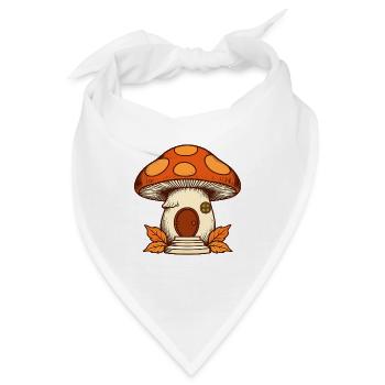 Pilzhaus am Waldrand - Bandana - Weiß - Vorne