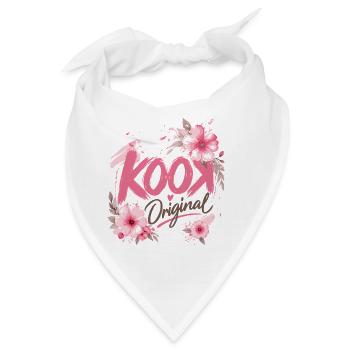 Kook Original Floral Pink Aquarellblüten - Bandana - Weiß - Vorne