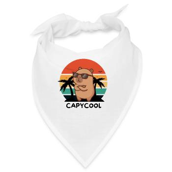 Capycool – Cooles Capybara im Retro Sunset - Bandana - Weiß - Vorne