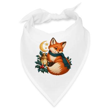 Winterfuchs mit blauem Laternenschal - Bandana - Weiß - Vorne