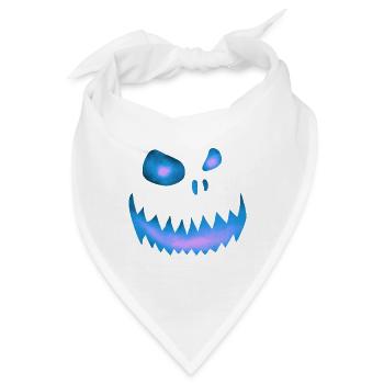 Schiefes Monstergesicht Blau-Rosa - Halloween - Bandana - Weiß - Vorne