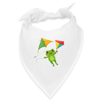 Grüner Comic Frosch mit zwei Flugdrachen Shirt - Bandana - Weiß - Vorne