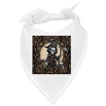 Der kleine Sensenmann – Steampunk-Skelett und Kobra. - Bandana - Weiß - Vorne