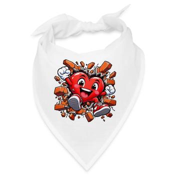 Herzzerreißende Graffiti-Wand: Liebe bricht durch - Bandana - Weiß - Vorne
