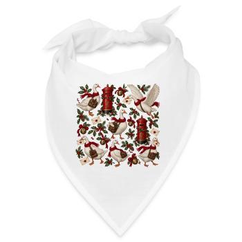 Gänse im Weihnachtspostmuster - Bandana - Weiß - Vorne
