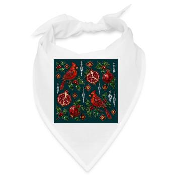 Crimson Cardinal Holiday Mosaik - Bandana - Weiß - Vorne