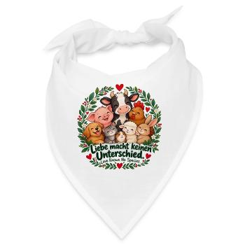 Liebe macht keinen Unterschied – Tierliebe & Tiers - Bandana - Weiß - Vorne