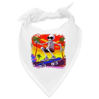 Skelett Skateboarder - Totenkopf - Bandana - Weiß - Vorne