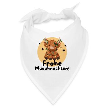 Frohe Muuuhnachten – Süßes Weihnachtskälbchen - Bandana - Weiß - Vorne