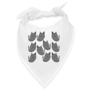 Cartoon-Nashornkopf - Bandana - Weiß - Vorne