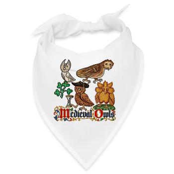 Verzierte mittelalterliche Eulen - Bandana - Weiß - Vorne