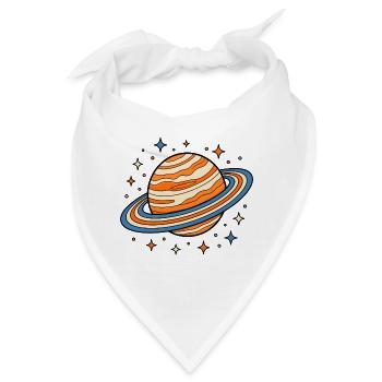 Planet Saturn mit Ringen und Sternen Vektor Shirt - Bandana - Weiß - Vorne