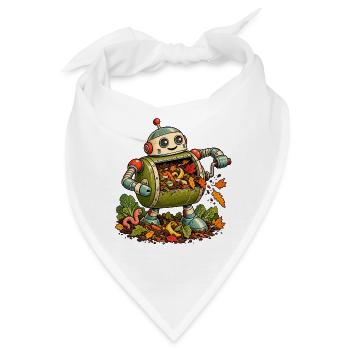 Herbstroboter mit Falllaub - Bandana - Weiß - Vorne