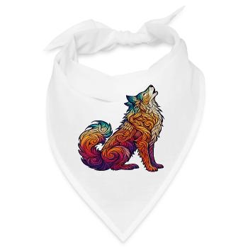 Bunter Wolf Tribal Muster - Bandana - Weiß - Vorne