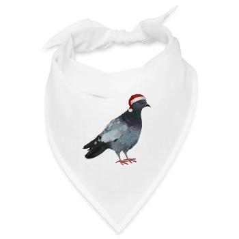 Weihnachtstaube - Taube mit Weihnachtsmütze - Bandana - Weiß - Vorne
