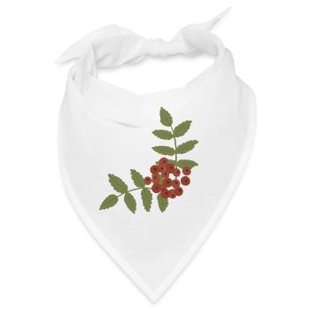 Rote Beeren-Büschel auf grünen Blättern - Bandana - Weiß - Vorne