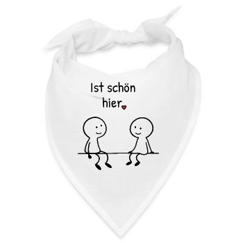 Ist schön hier. | Zwei Figuren mit Herz - Bandana - Weiß - Vorne