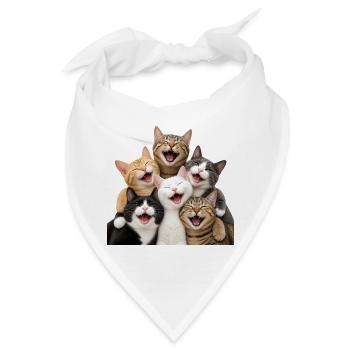 Katzenlachen in einer mehrfarbigen Horde - Bandana - Weiß - Vorne