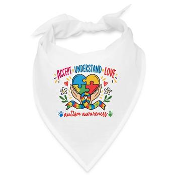 Autismus Bewusstsein Autism Awareness T-Shirt - Bandana - Weiß - Vorne
