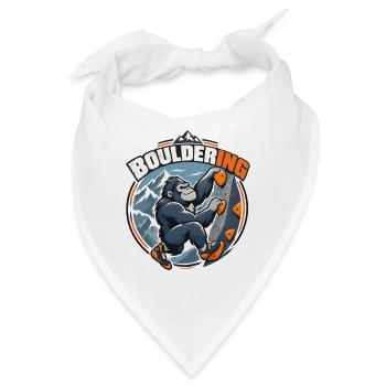 Süßer Gorilla beim Bouldern – Kletter Affe - Bandana - Weiß - Vorne
