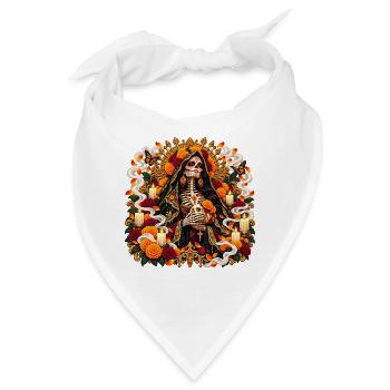 Santa Muerte im Blütenlicht - Bandana - Weiß - Vorne