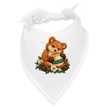 Honig- und Blumenbärenkuscheln - Bandana - Weiß - Vorne