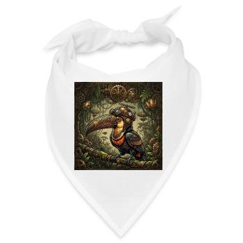 Mechanischer Dschungel-Steampunk-Tukan - Bandana - Weiß - Vorne