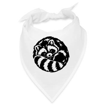 Schlafender Waschbär – Minimalistische Illustration - Bandana - Weiß - Vorne