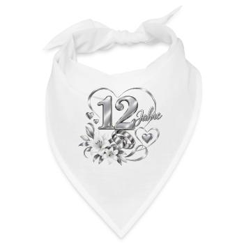12.Hochzeitstag , 12 Jahre , Nickelhochzeit - Bandana - Weiß - Vorne