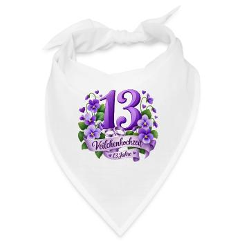 13.Hochzeitstag , Veilchenhochzeit 13 Jahre - Bandana - Weiß - Vorne