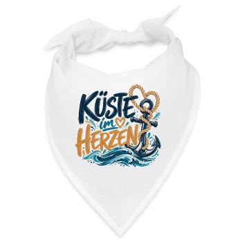 Küste im Herzen – Maritimes Design - Bandana - Weiß - Vorne