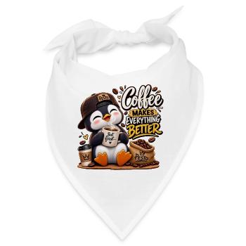 Design Süßer Pinguin Coffee Lover Kaffee macht all - Bandana - Weiß - Vorne
