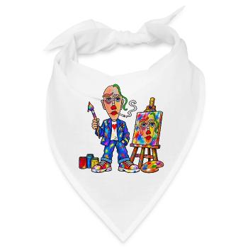 Bunter Maler mit Farbspritzern - Bandana - Weiß - Vorne