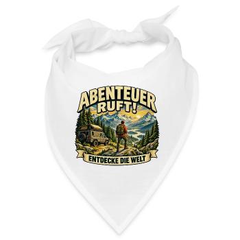 Abenteuer ruft Berge und Camper - Bandana - Weiß - Vorne