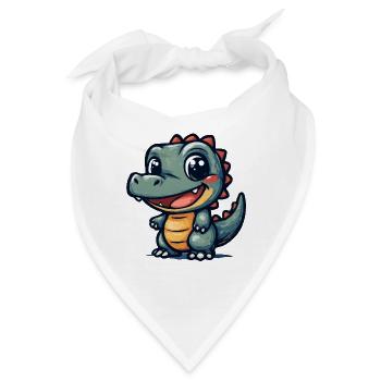 Lustiger Krokodil Dino mit breitem Grinsen - Bandana - Weiß - Vorne