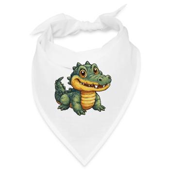 Fröhlicher Krokodil Alligator - Bandana - Weiß - Vorne