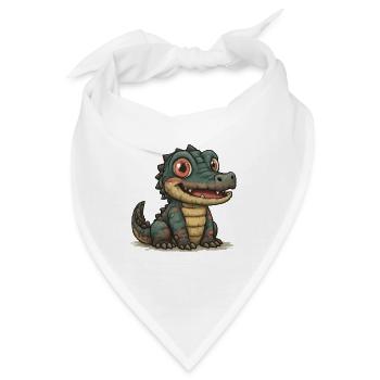 Krokodil-Dino für Kinderkollektion - Bandana - Weiß - Vorne