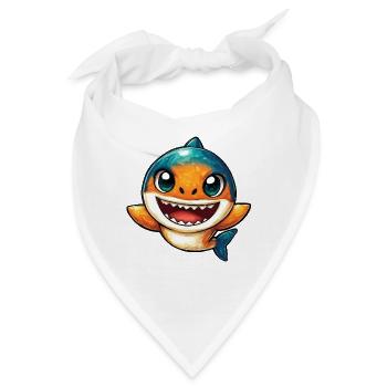 Lachender Hai Cartoon - Bandana - Weiß - Vorne