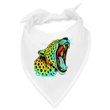 Brüllender Psychodelischer Neonleopard - Bandana - Weiß - Vorne