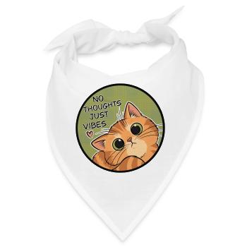 Keine Gedanken, nur Vibes Katzenrunde. - Bandana - Weiß - Vorne