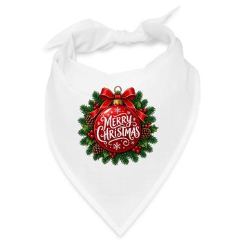 Frohe Weihnachten – Rote Weihnachtskugel - Bandana - Weiß - Vorne