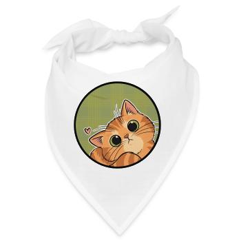 Neugieriges Kätzchen auf Karo - Bandana - Weiß - Vorne